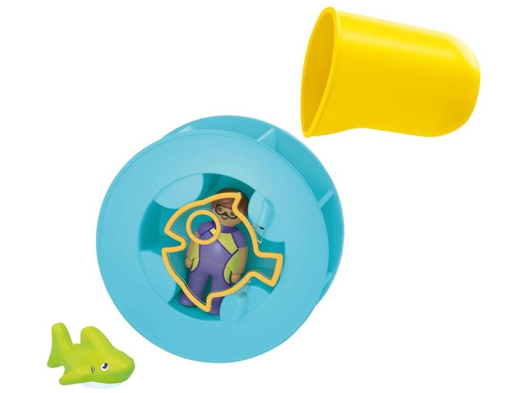 Playmobil 1.2.3 Aqua | Rueda de Agua con Bebé Tiburón | Juego de Baño | Playmobil