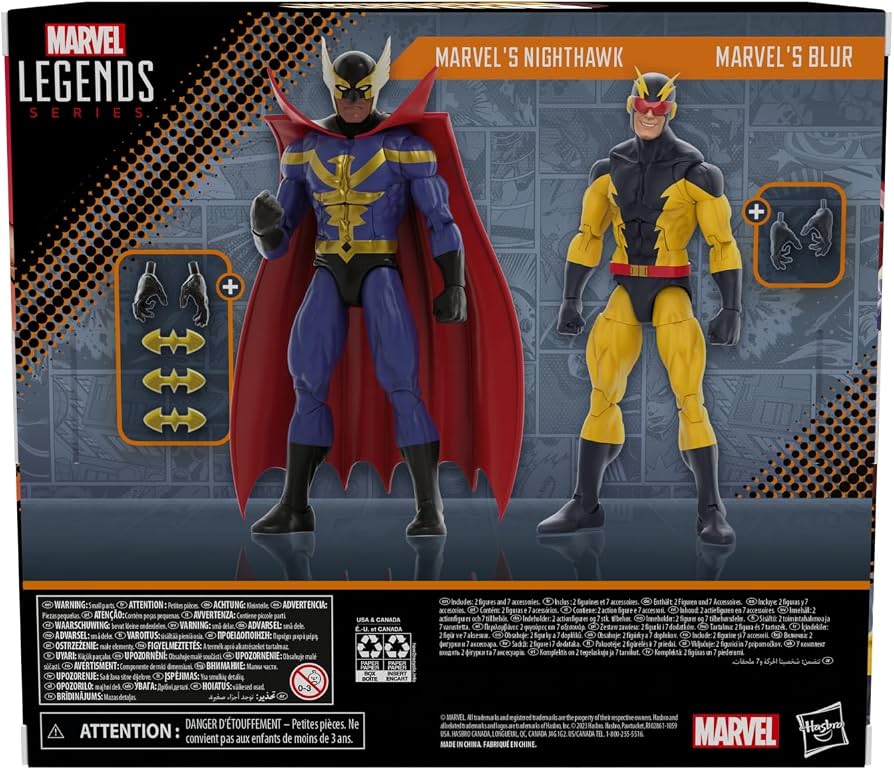 Marvel Legends Nighthawk y Blur | Pack 2 Figuras de Acción 15 cm | Hasbro