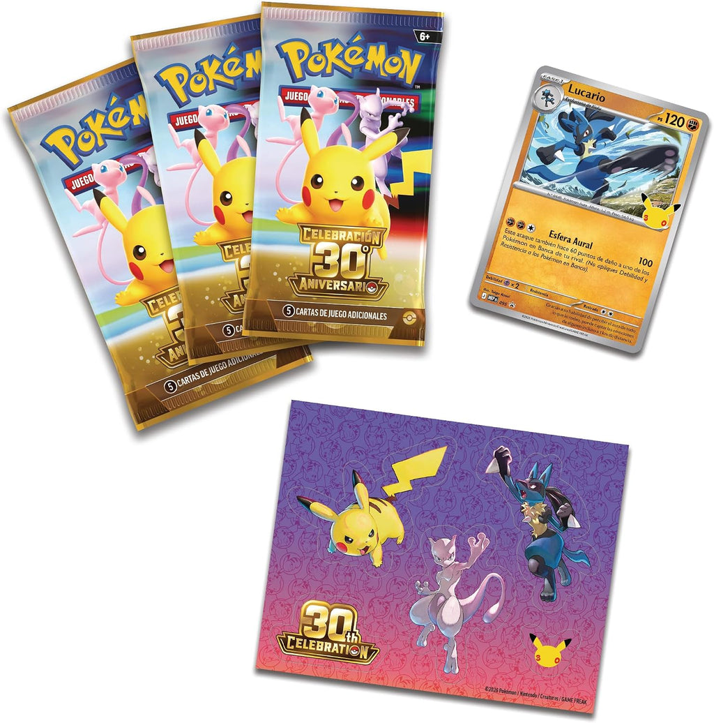 Pokémon TCG | Celebración 30.º Aniversario | Colección con Pegatinas Lucario | Español