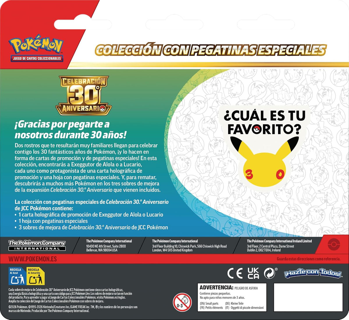 Pokémon TCG | Celebración 30.º Aniversario | Colección con Pegatinas Exeggutor de Alola | Español