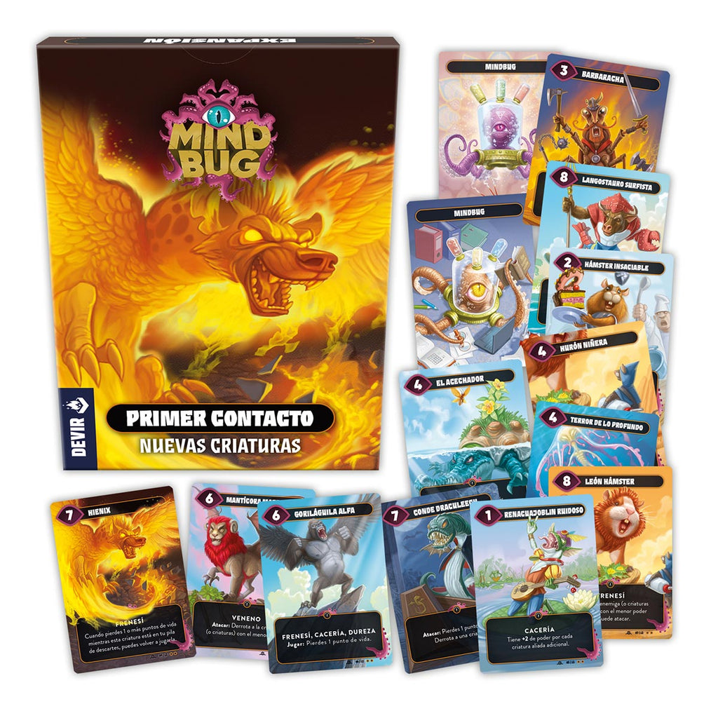 Mindbug: Primer Contacto | Expansión | Requiere Mindbug: Primera Edición | 2 Jugadores | +8 Años | Devir