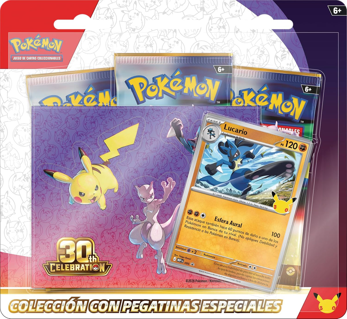 Pokémon TCG | Celebración 30.º Aniversario | Colección con Pegatinas Lucario | Español