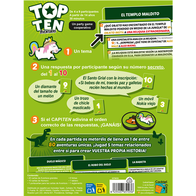 Juego mesa top ten aventuras