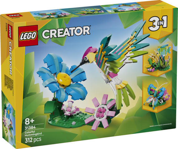 LEGO Creator 3 en 1 | Colibrí de Colores (31384) | 312 Piezas | +8 Años