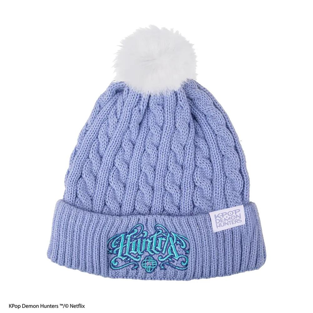 Bonnet Huntr/x | Gorro Oficial KPop Demon Hunters | Punto Trenzado con Pompón | Licencia Netflix | Cinereplicas