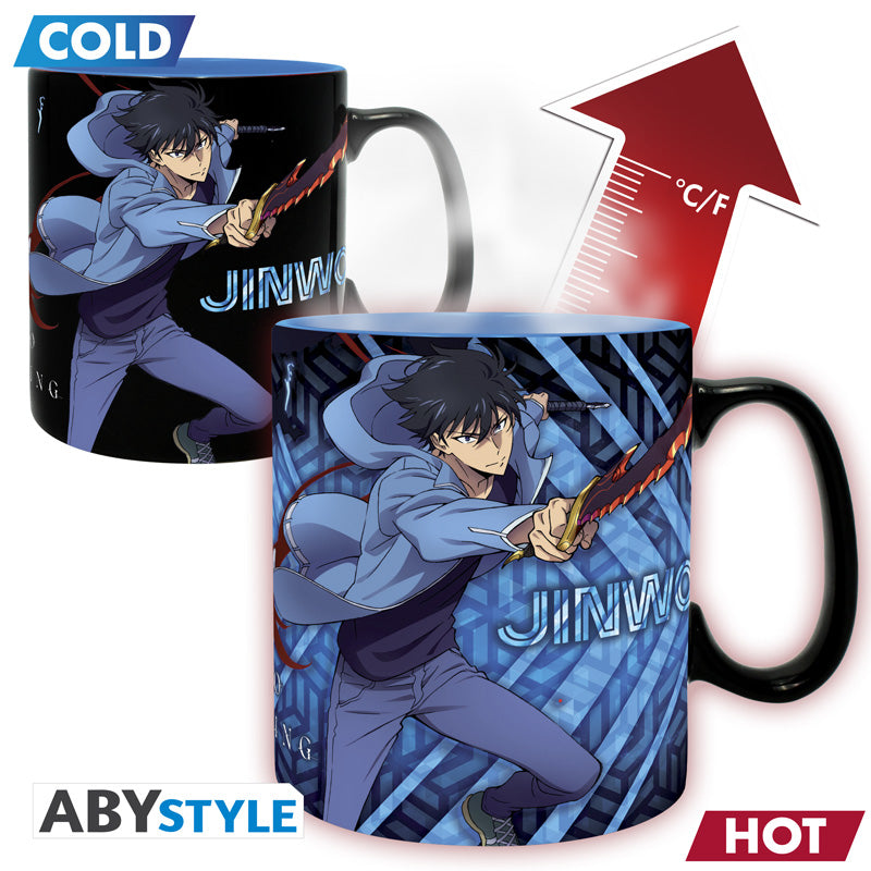 Taza Termosensible Jinwoo e Igris | Solo Leveling | Efecto Térmico 460ml | ABYstyle