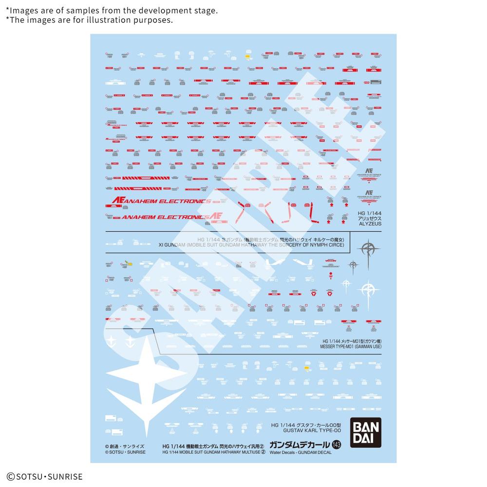 Gundam Decal 143 | Calcas al Agua HG 1/144 | Mobile Suit Gundam Hathaway XI Gundam & Messer | Bandai