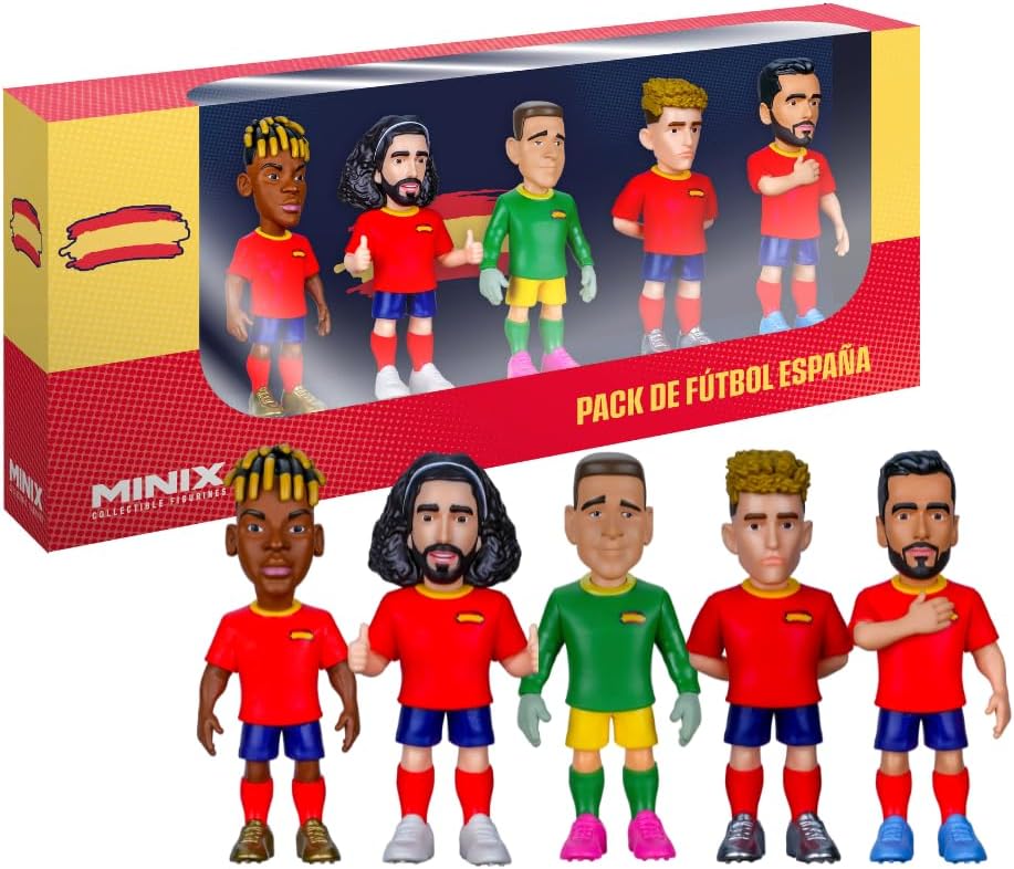 Pack 5 Figuras Minix Selección España Mundial | Coleccionista Fútbol | 12cm
