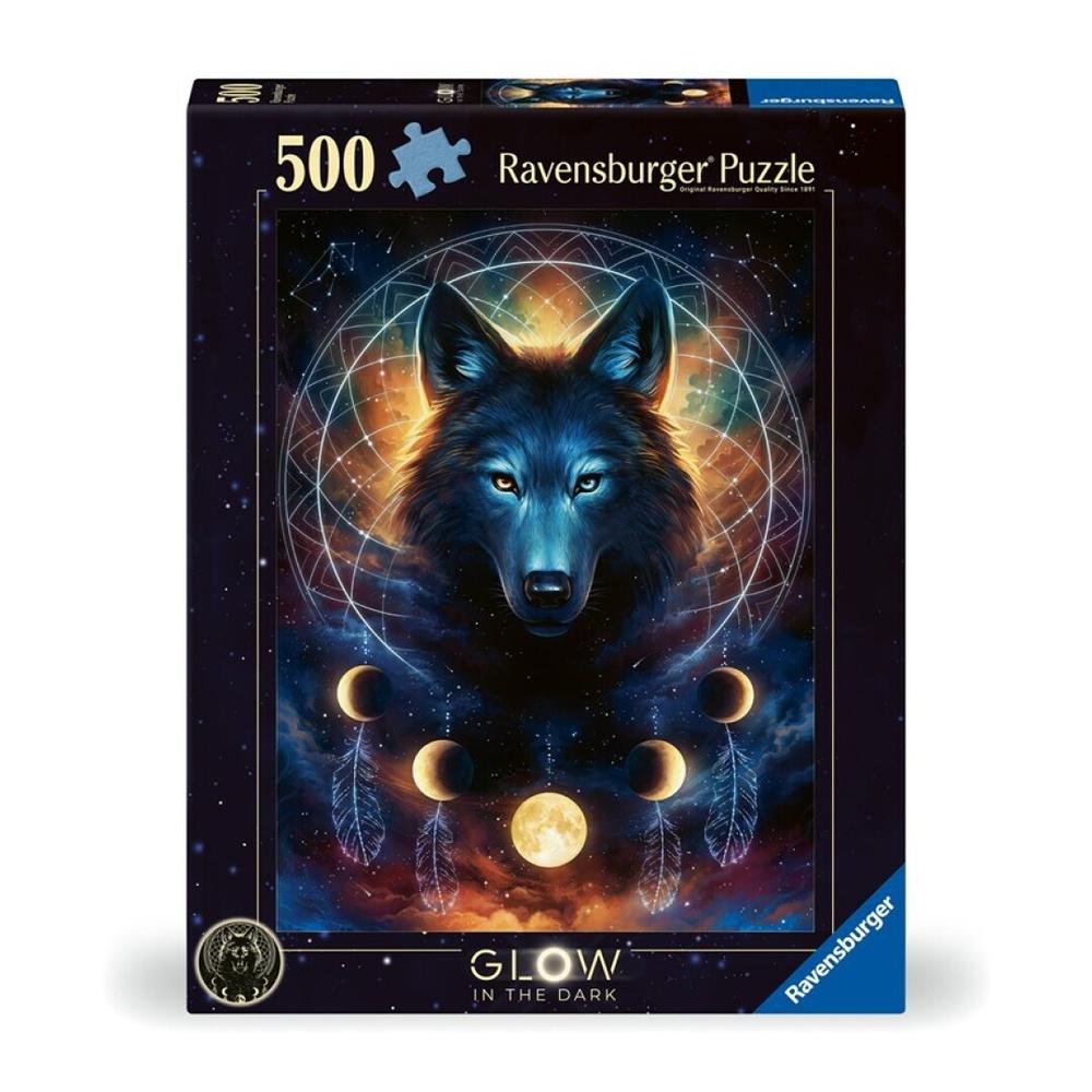 Puzzle Lobo Glow in the Dark | Rompecabezas 500 Piezas | Efecto Luminoso | Ravensburger
