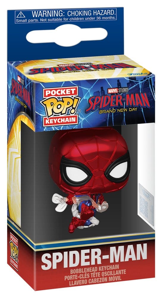 Funko Pop! Keychain Spider-Man Brand New Day Metallic Variante | Marvel | Llavero Vinilo