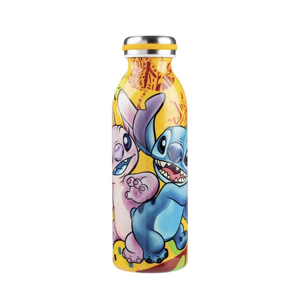 Botella de Agua Enesco Disney Stitch & Angel Amarilla | 500ml | Tapa Metálica