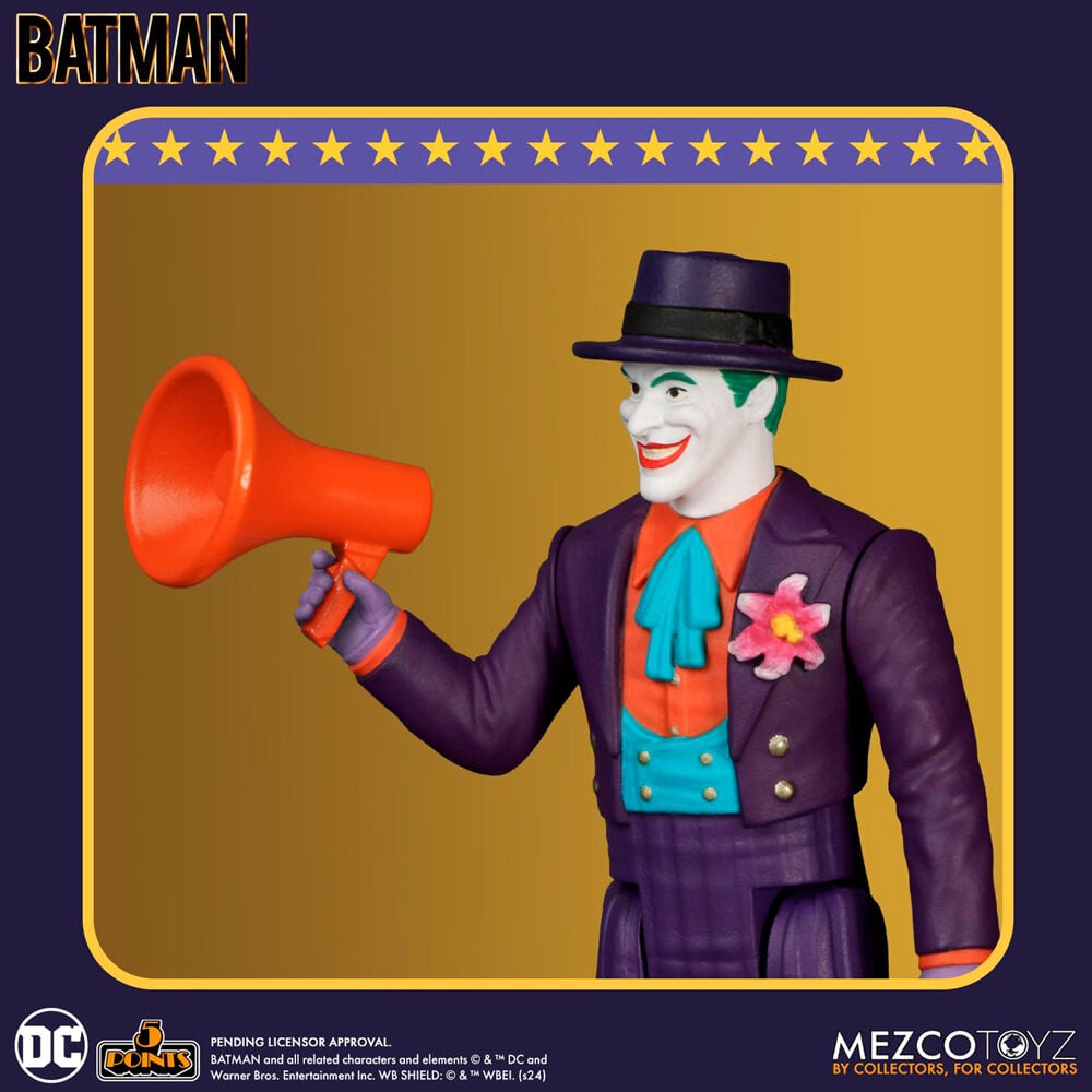 Figura Mezco Toyz Joker Batman 1989 | DC Universe 5 Points | 9.5cm Coleccionista Tim Burton