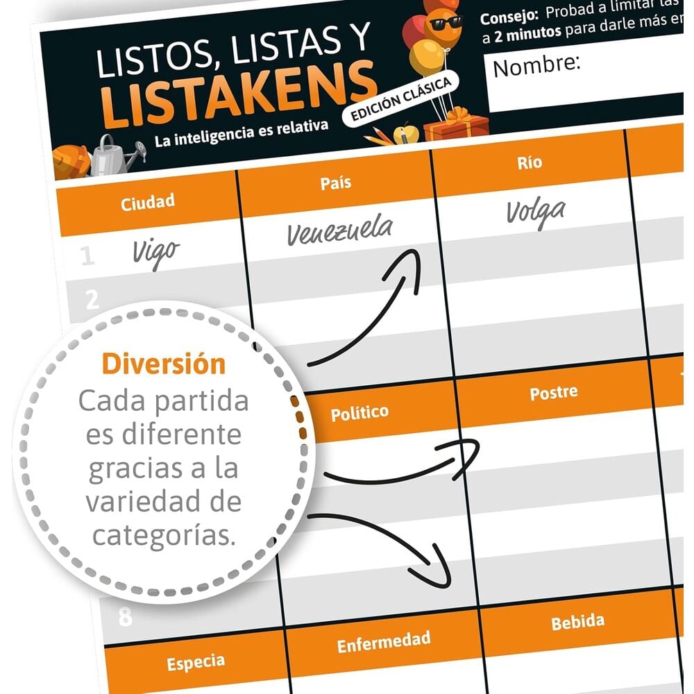 Listos, Listas y Listakens | Edición Clásica | Juego de Mesa de Palabras | SD Games