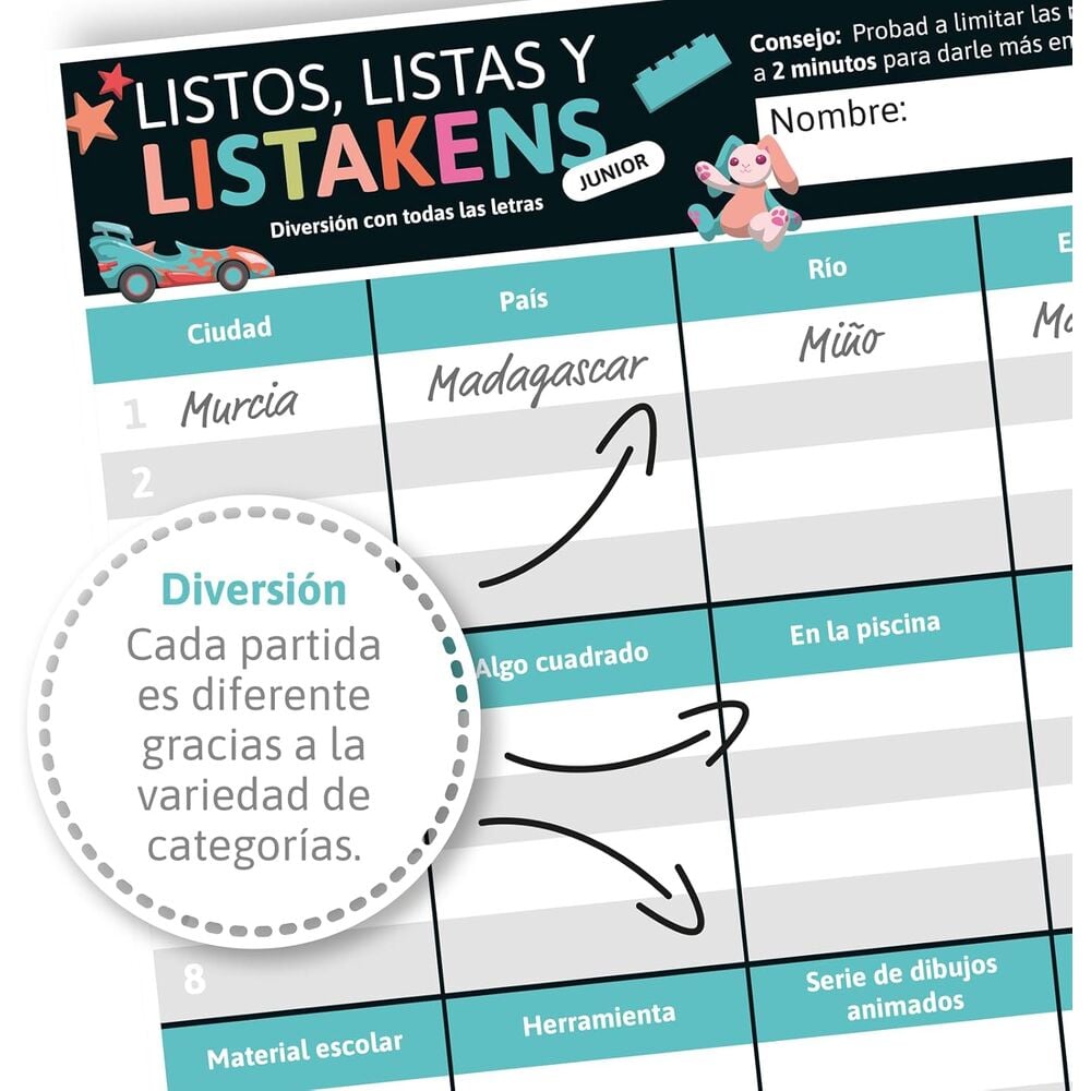 Listos, Listas y Listakens Junior | Juego de Mesa de Palabras Familiar | SD Games