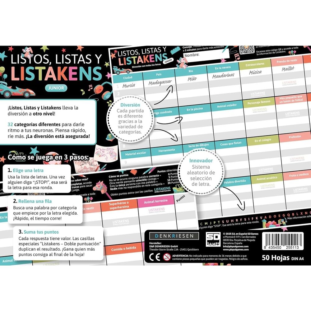 Listos, Listas y Listakens Junior | Juego de Mesa de Palabras Familiar | SD Games