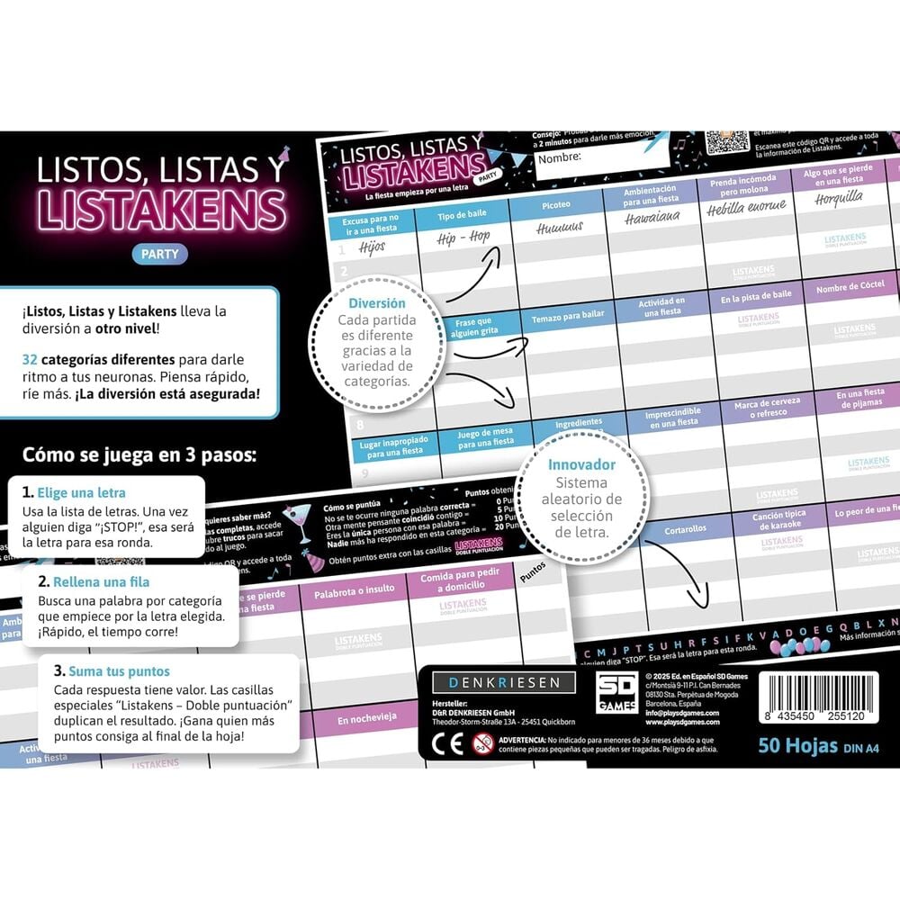Listos, Listas y Listakens Party | Juego de Mesa de Palabras | SD Games