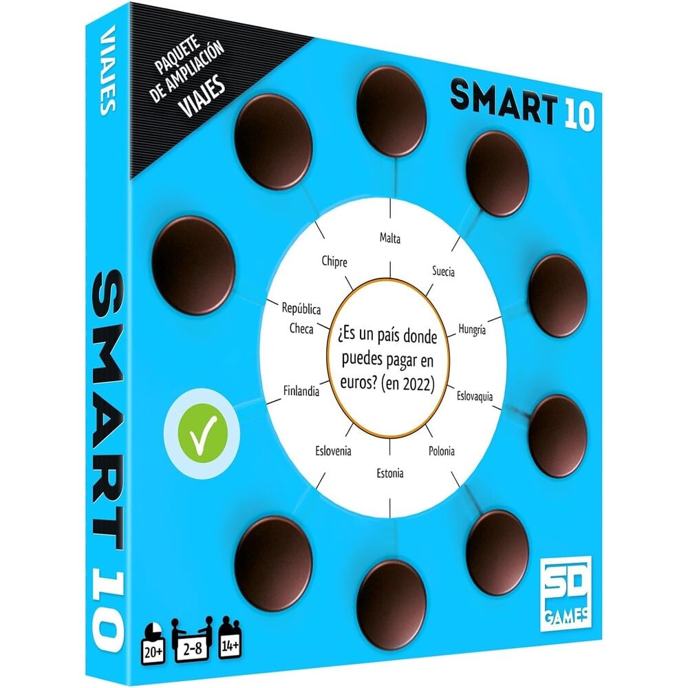 Smart 10 Viajes | Paquete Ampliación | 100 Preguntas | Juego de Mesa SD Games