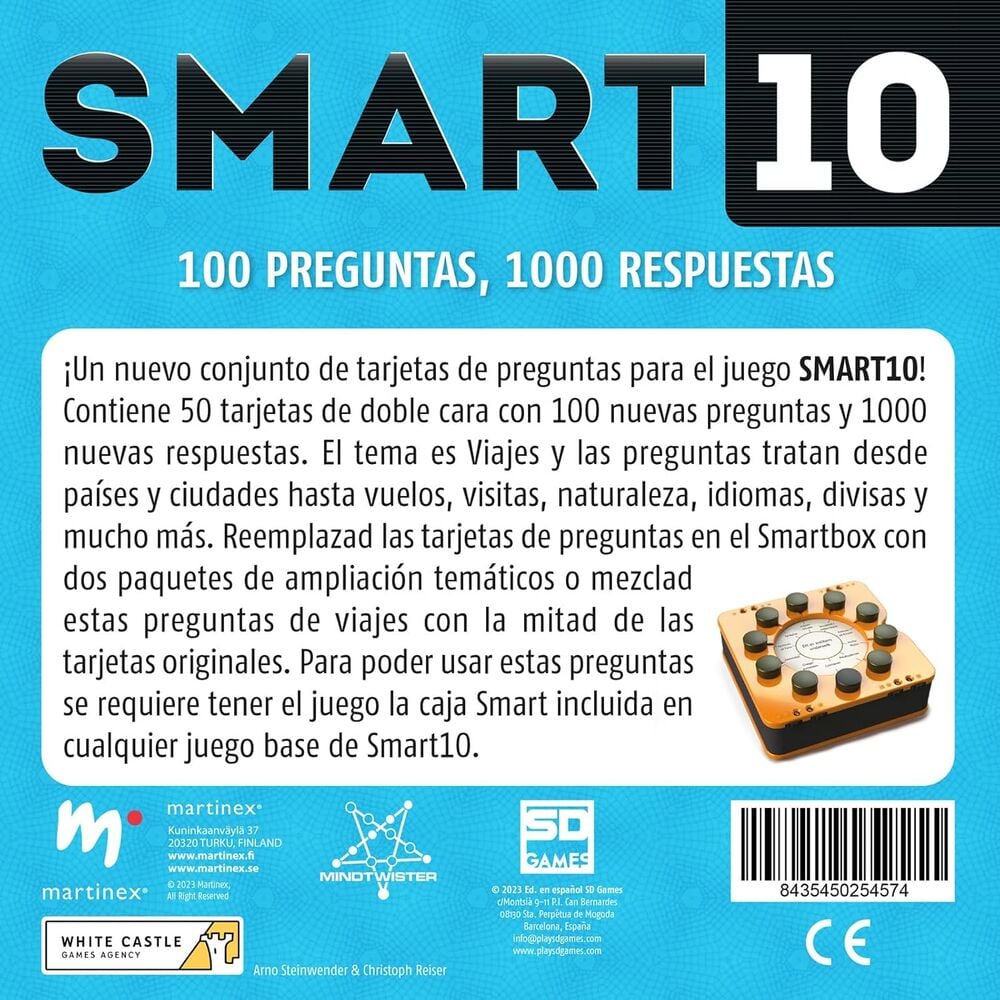 Smart 10 Viajes | Paquete Ampliación | 100 Preguntas | Juego de Mesa SD Games