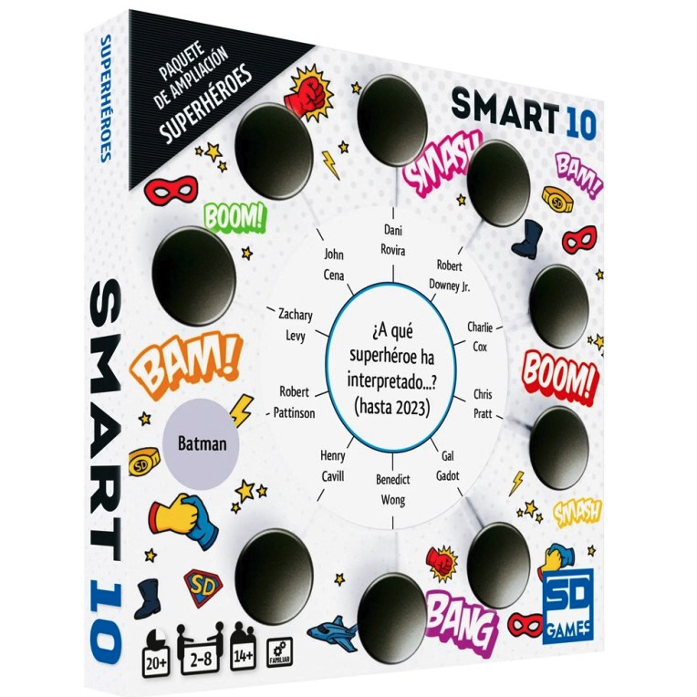 Smart 10 Superhéroes | Paquete Ampliación | 100 Preguntas | Juego de Mesa SD Games