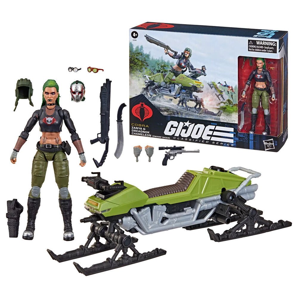 Figura Hasbro G.I. Joe Classified Series Cobra Zanya & Dreadnok Chameleon | Set Figura + Vehículo