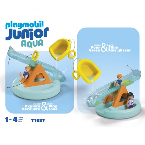 Playmobil Junior Aqua | Isla de Baño con Tobogán | 2 Figuras | Playmobil