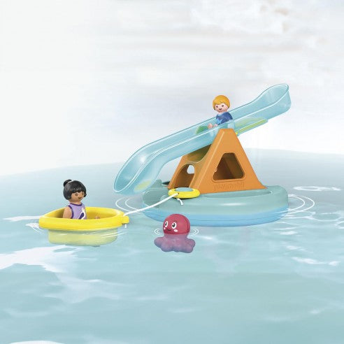 Playmobil Junior Aqua | Isla de Baño con Tobogán | 2 Figuras | Playmobil