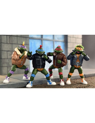 Figura NECA | Punk Turtles Pack 4 | TMNT Serie Animada Scale Action | 18 cm | Coleccionista