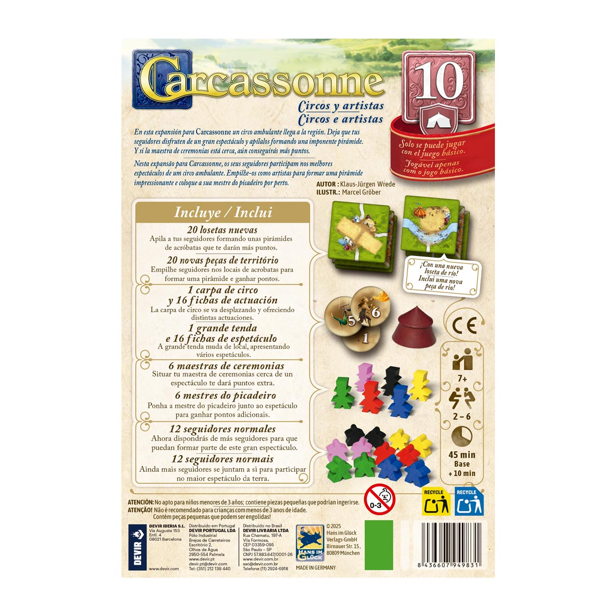 Carcassonne: Expansión 10 – Circos y Artistas | Expansión para Carcassonne | 2-6 Jugadores | +7 Años | Devir