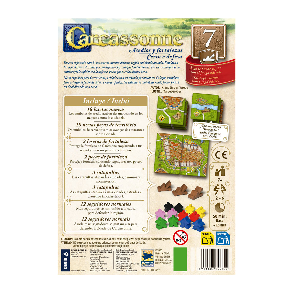 Carcassonne: Expansión 7 – Asedios y Fortalezas | Expansión para Carcassonne | 2-6 Jugadores | +7 Años | Devir